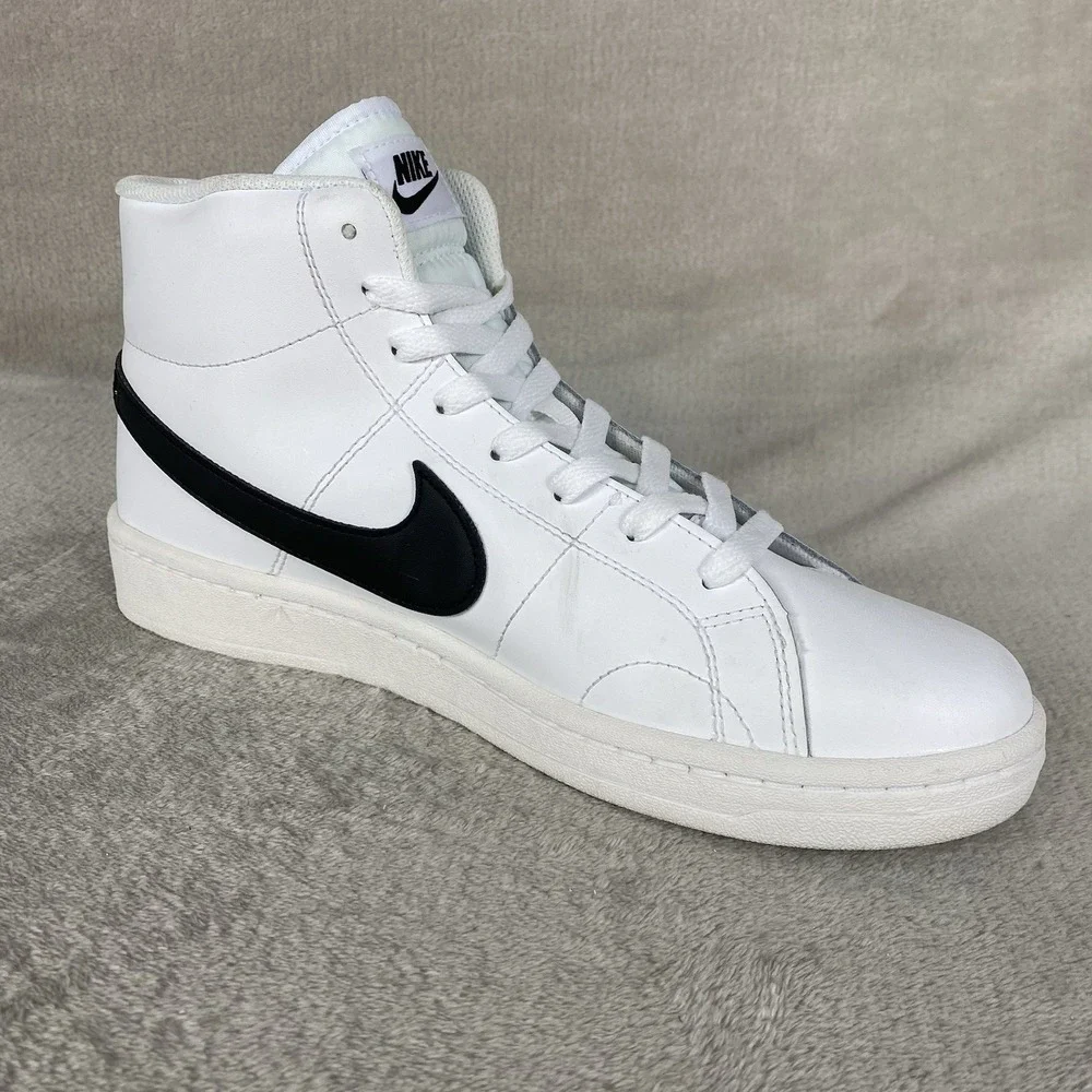 Nike Court Royale 2 Mid Leather Mens Size 10 Onyx White Black CQ9179-100 NEW